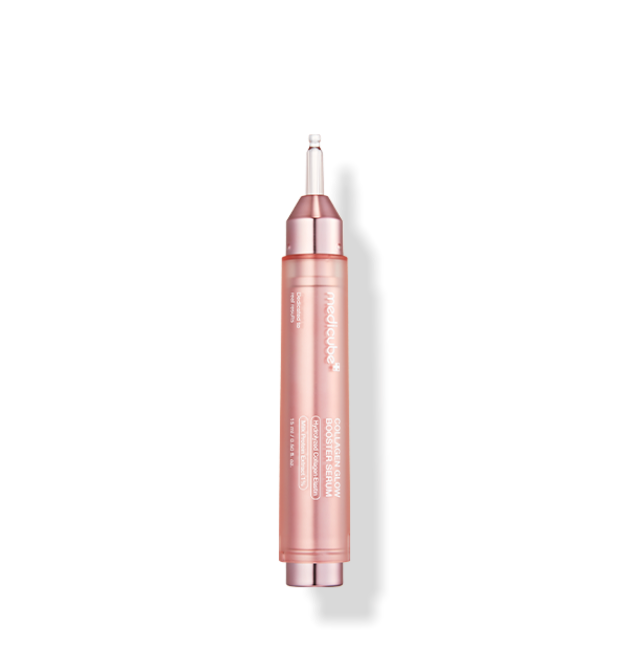 Airless pump bottle of Medicube Collagen Glow Booster Serum 15 ml with milky texture