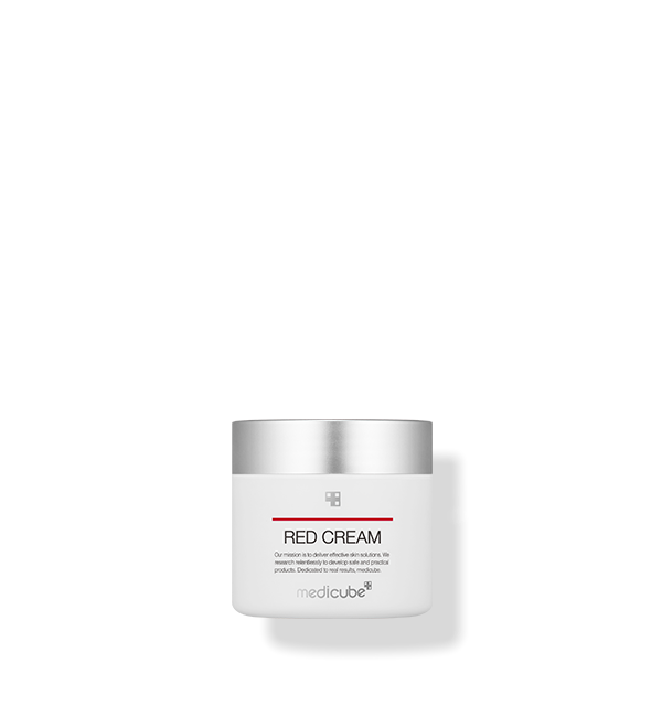 Medicube Red Cream 2.0 jar showcasing soft texture for acne-prone, sensitive skin
