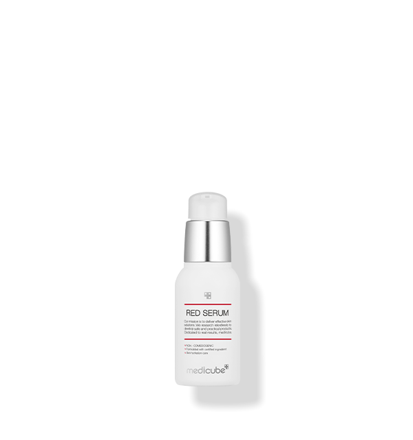 Medicube Red Serum 2.0 bottle with light consistency, soothing acne-prone skin