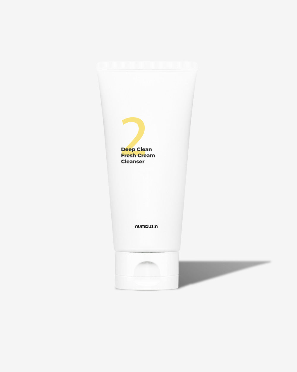 Tube of Numbuzin No.2 Deep Clean Fresh Cream Cleanser with creamy texture and foam visual