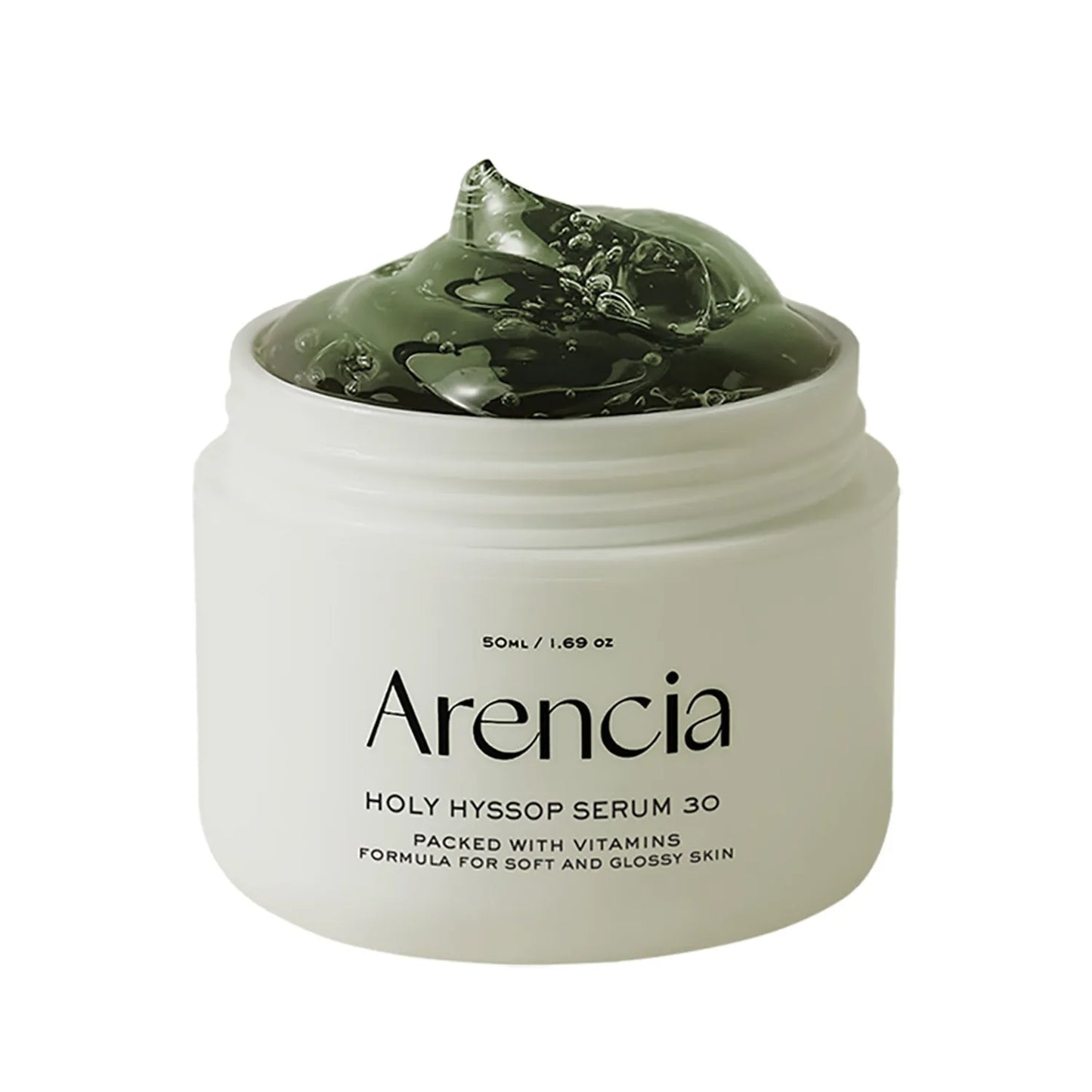Arencia Holy Hyssop Serum 30 50g brightening and hydrating jelly serum with Vita ACE Complex, French Hyssop Extract, Niacinamide, Ceramide NP, and Hyaluronic Acid for radiant healthy-looking skin