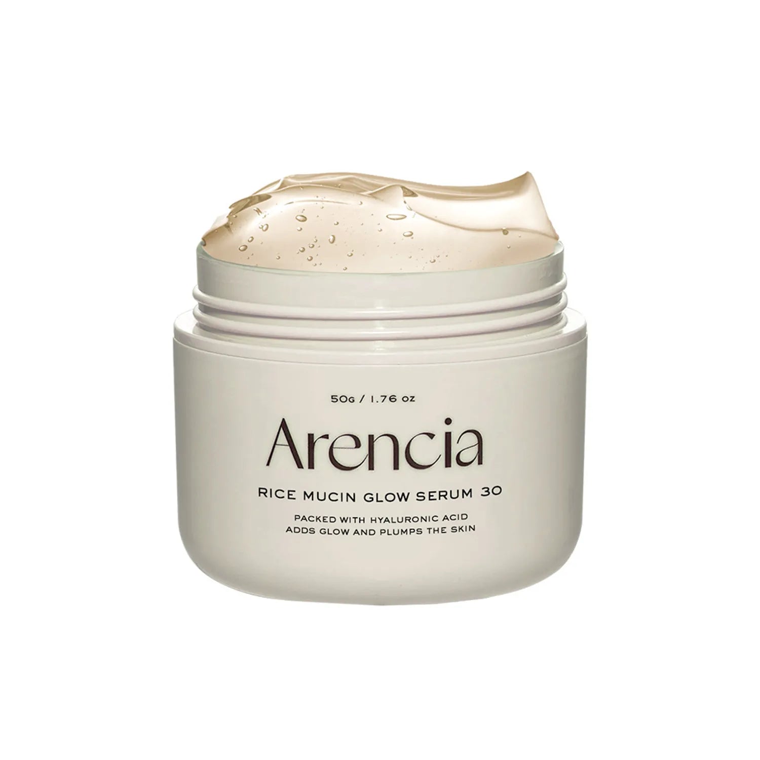 Arencia Rice Mucin Glow Serum 30 50g brightening jelly serum with rice ferment, niacinamide, collagen, and hyaluronic acid for radiant healthy-looking skin