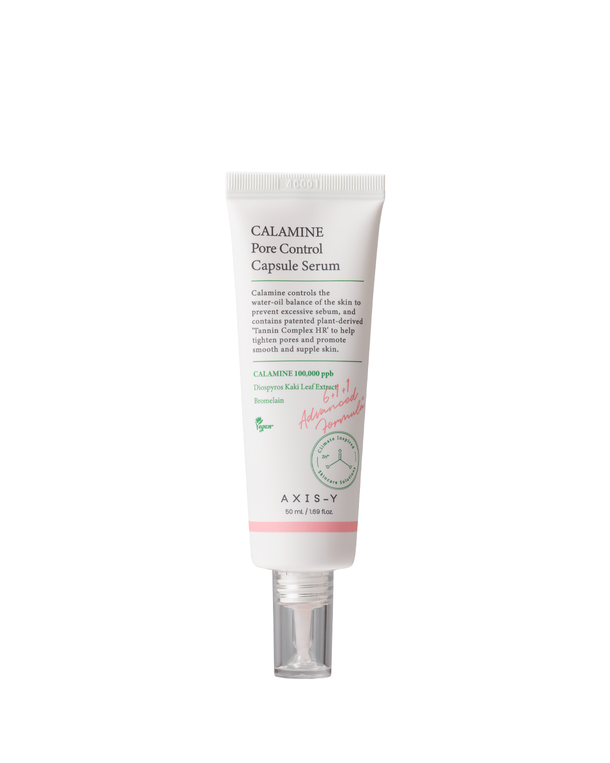 AXIS-Y Calamine Pore Control Capsule Serum 50ml in white and green packaging
