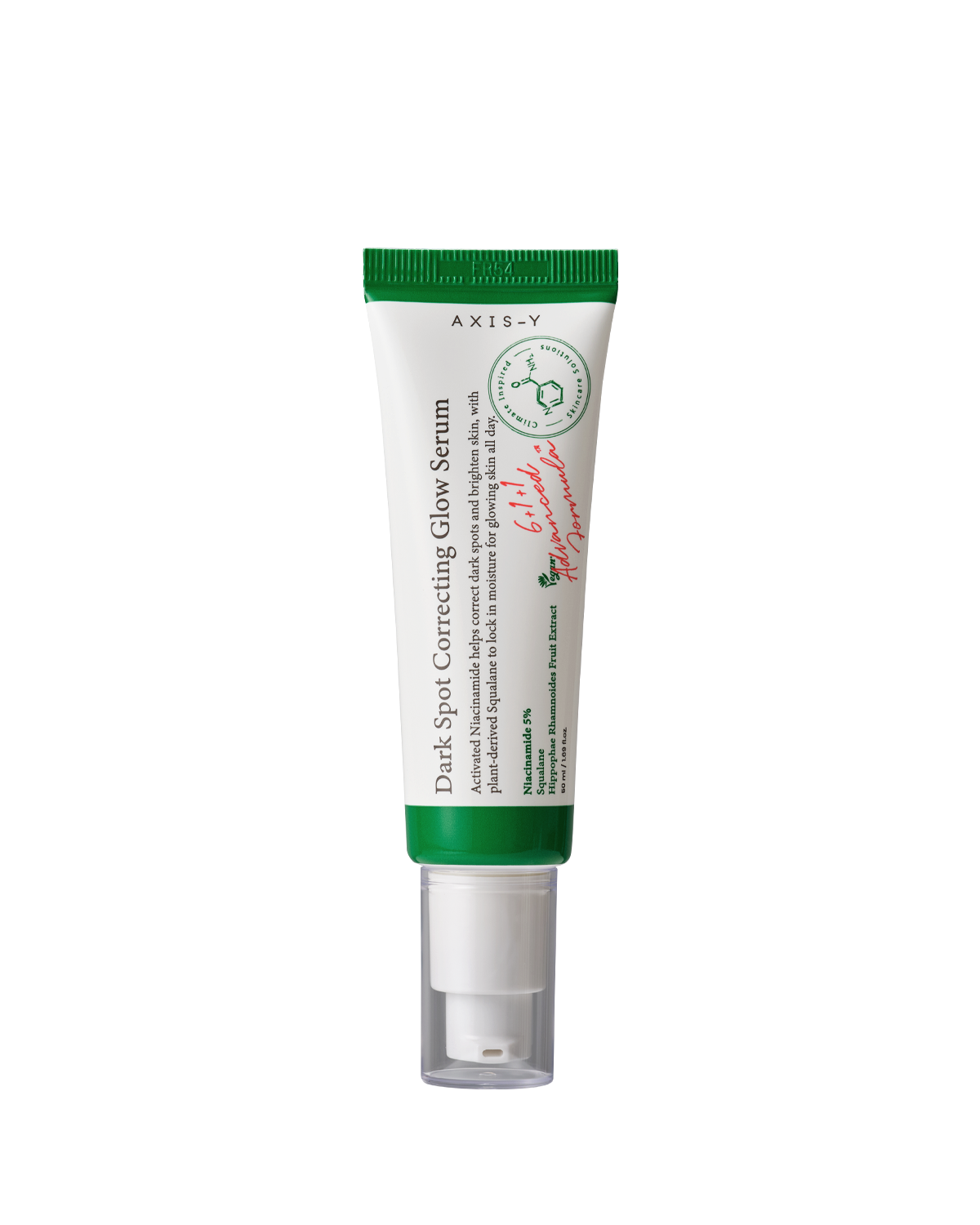AXIS-Y Dark Spot Correcting Glow Serum 50ml in white and green packaging