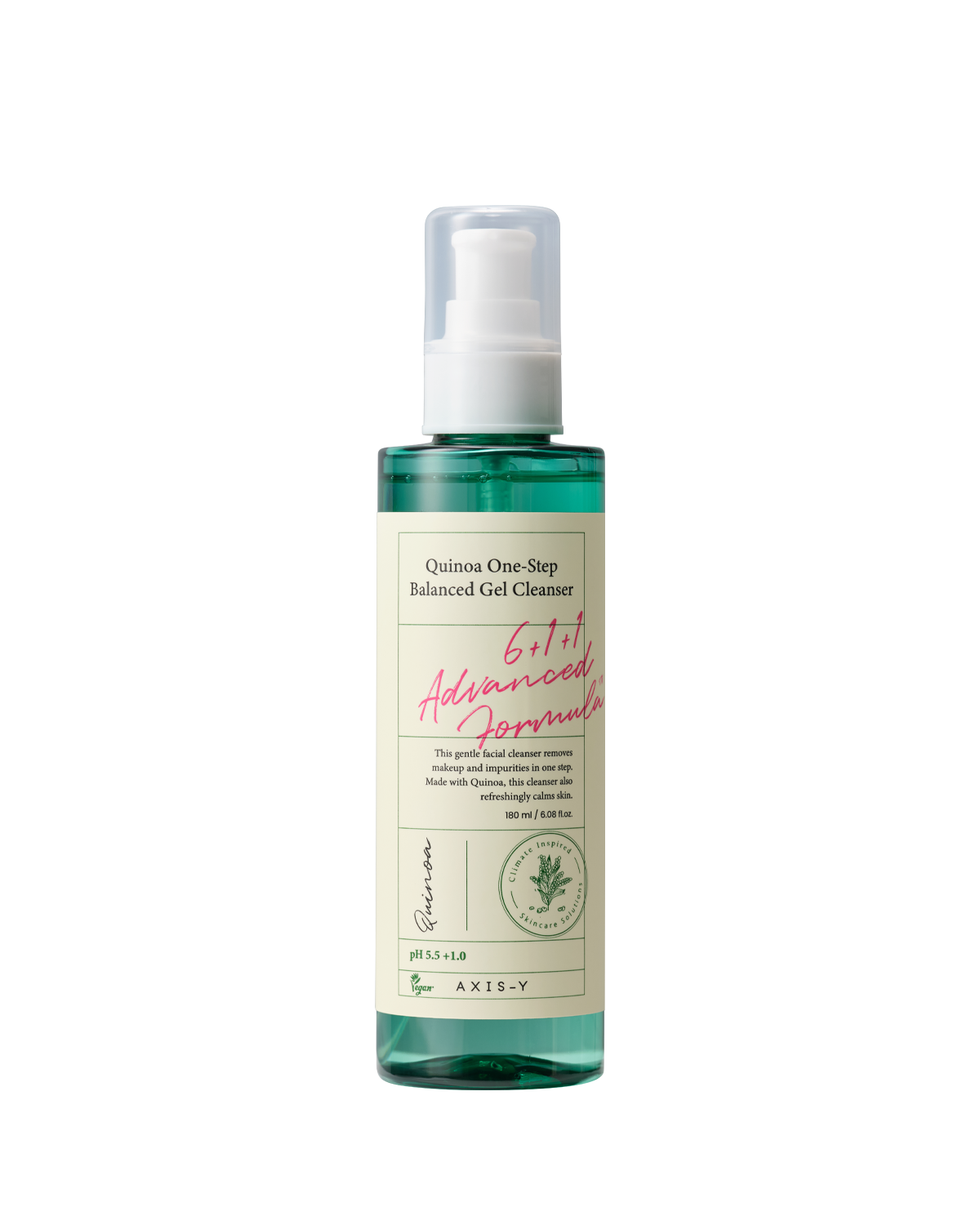 AXIS-Y Quinoa One Step Balanced Gel Cleanser 180ml in white and green packaging
