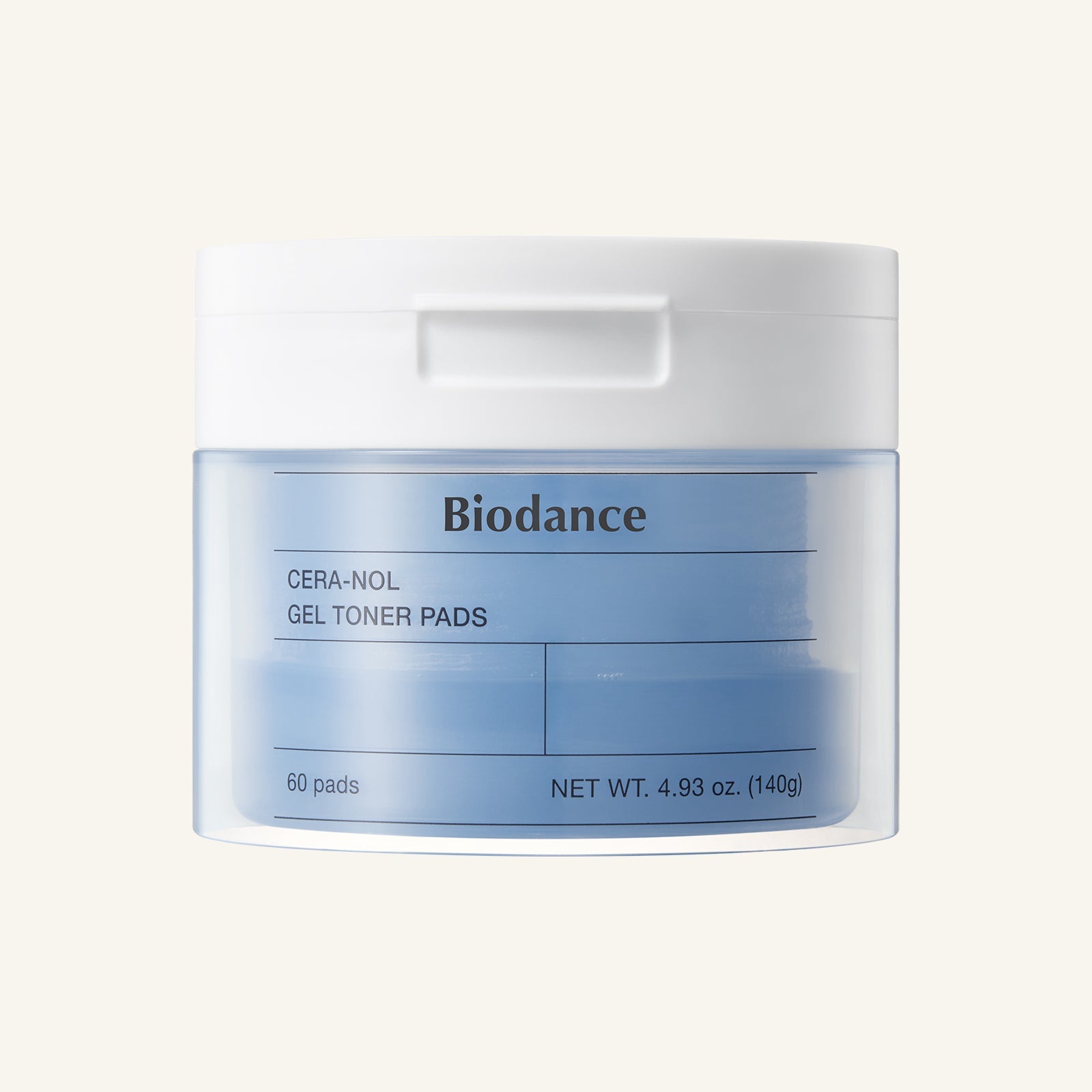Biodance Cera‑nol Gel Toner Pads jar with clear gel pads inside