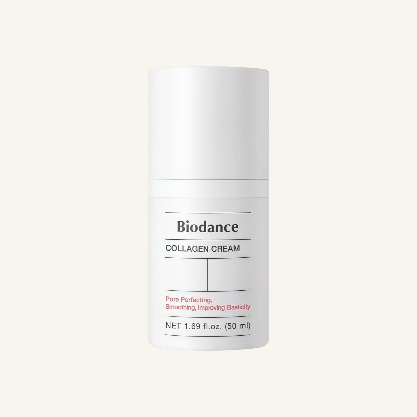 Biodance Pore Tightening Collagen Cream 50ml white jar with pump on clean background