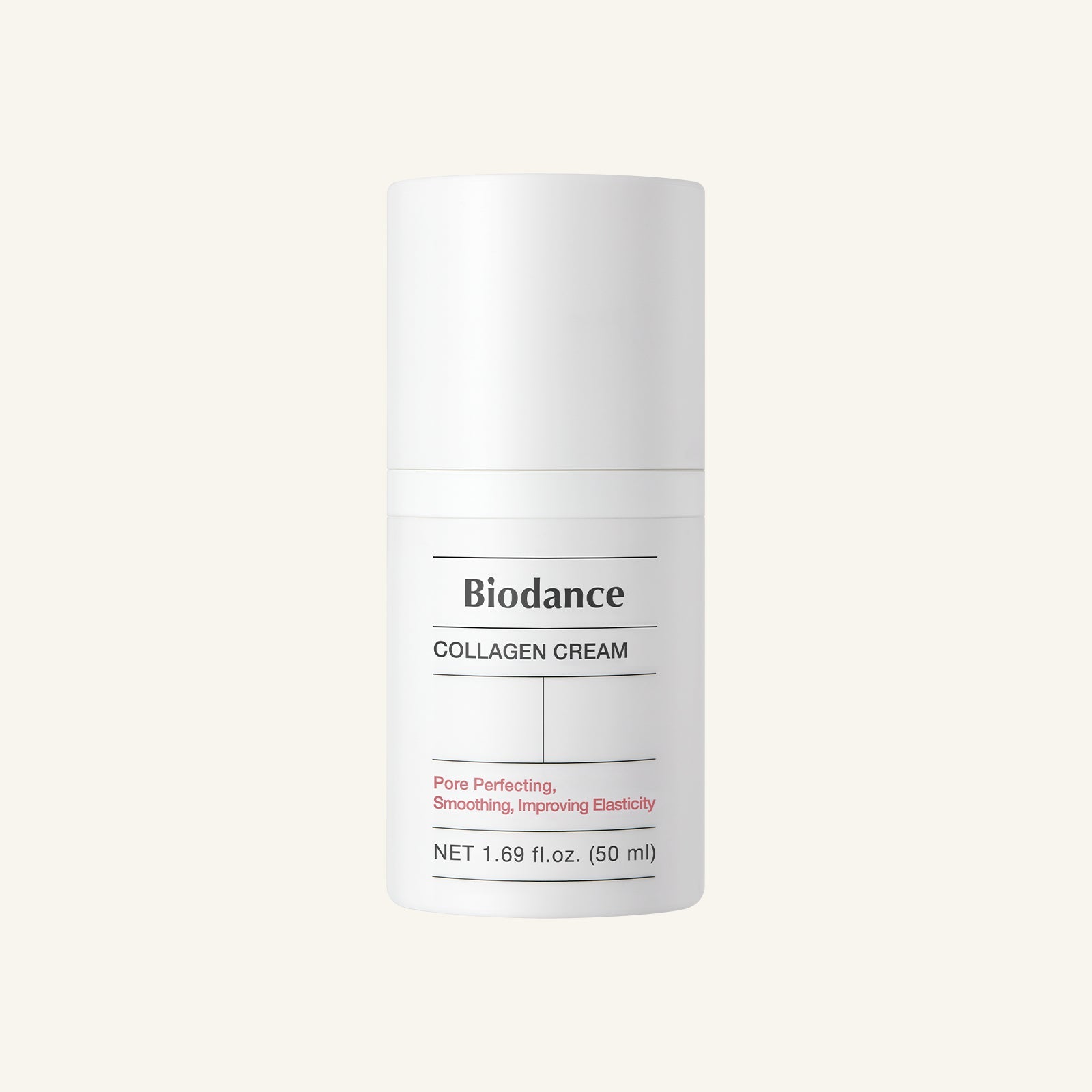 Biodance Pore Tightening Collagen Cream 50ml white jar with pump on clean background