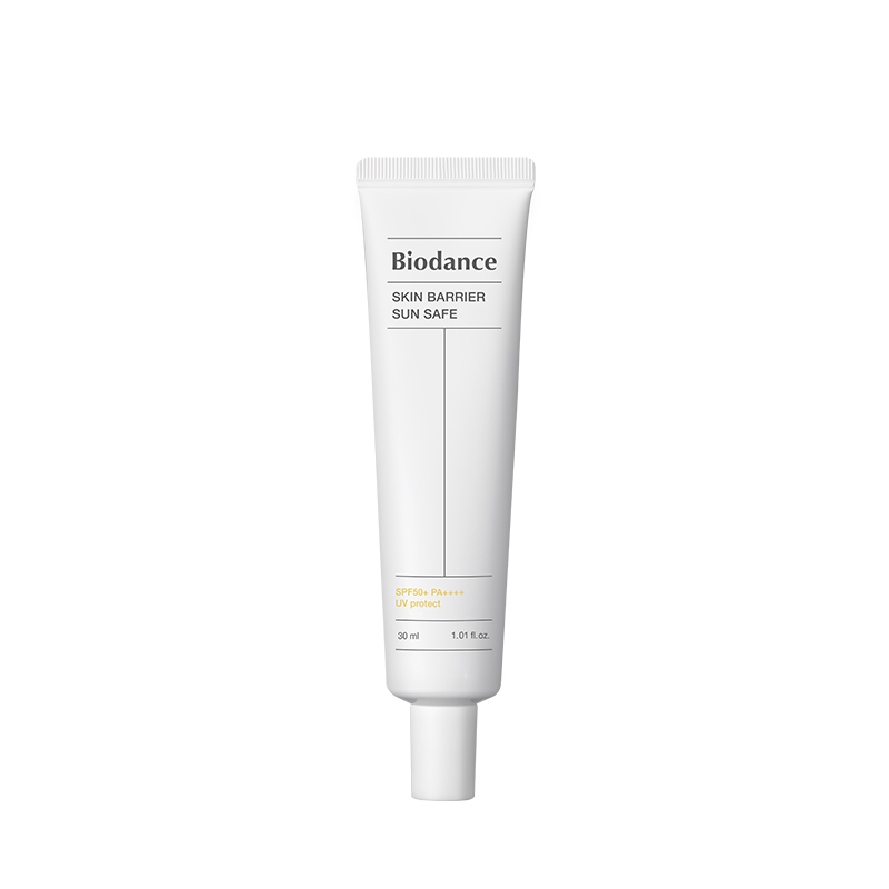 Biodance Skin Barrier Sun Safe 30ml lightweight mineral sunscreen tube with pump