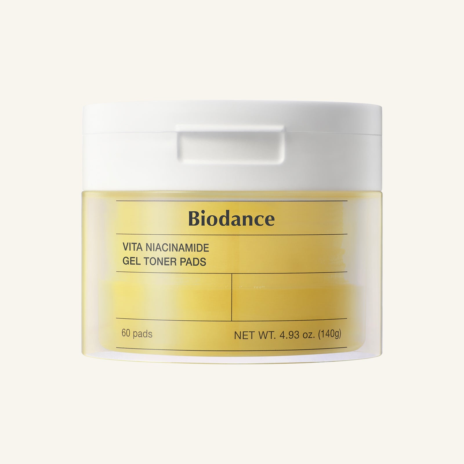 Biodance Vita Niacinamide Gel Toner Pads tub with gel pads inside