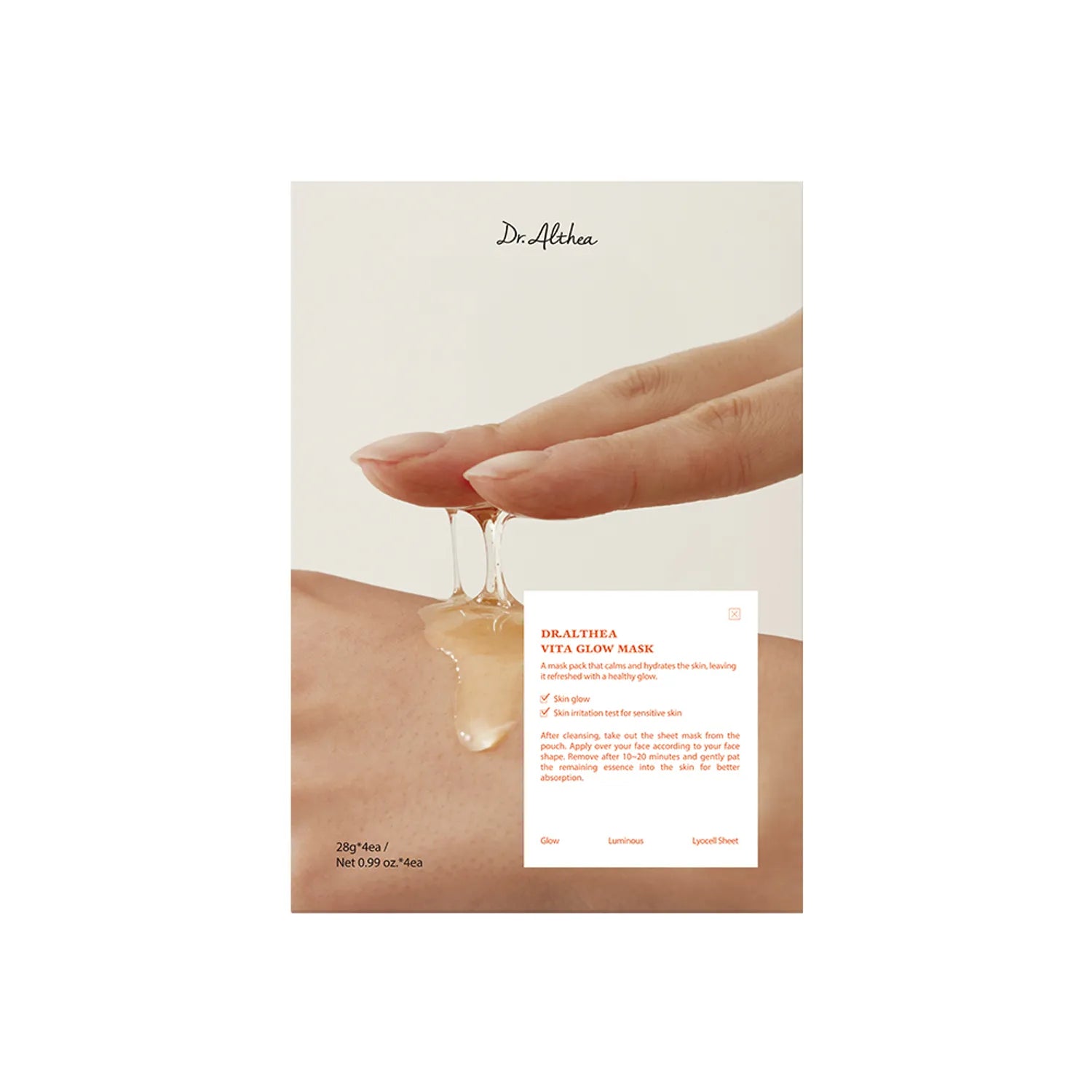 Dr Althea Vita Glow Mask pack of four lyocell vitamin‑C sheet masks with plant extract essence
