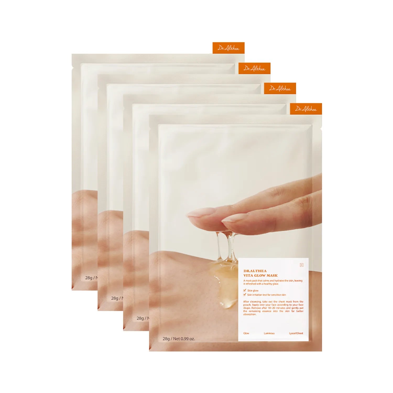 Dr Althea Vita Glow Mask pack of four lyocell vitamin‑C sheet masks with plant extract essence