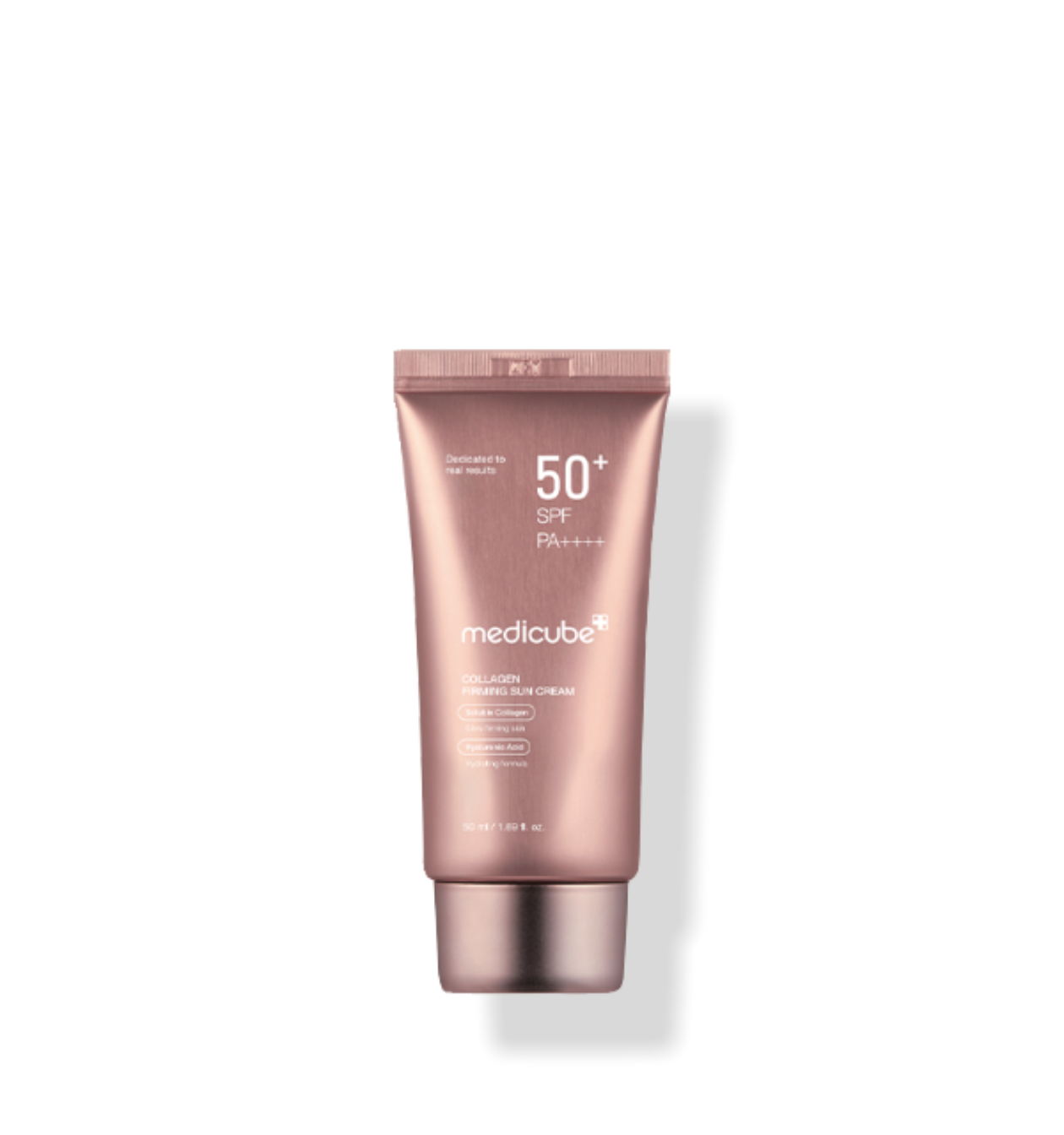 Tube of Medicube Collagen Firming Sun Cream SPF50+ PA++++ on clean background