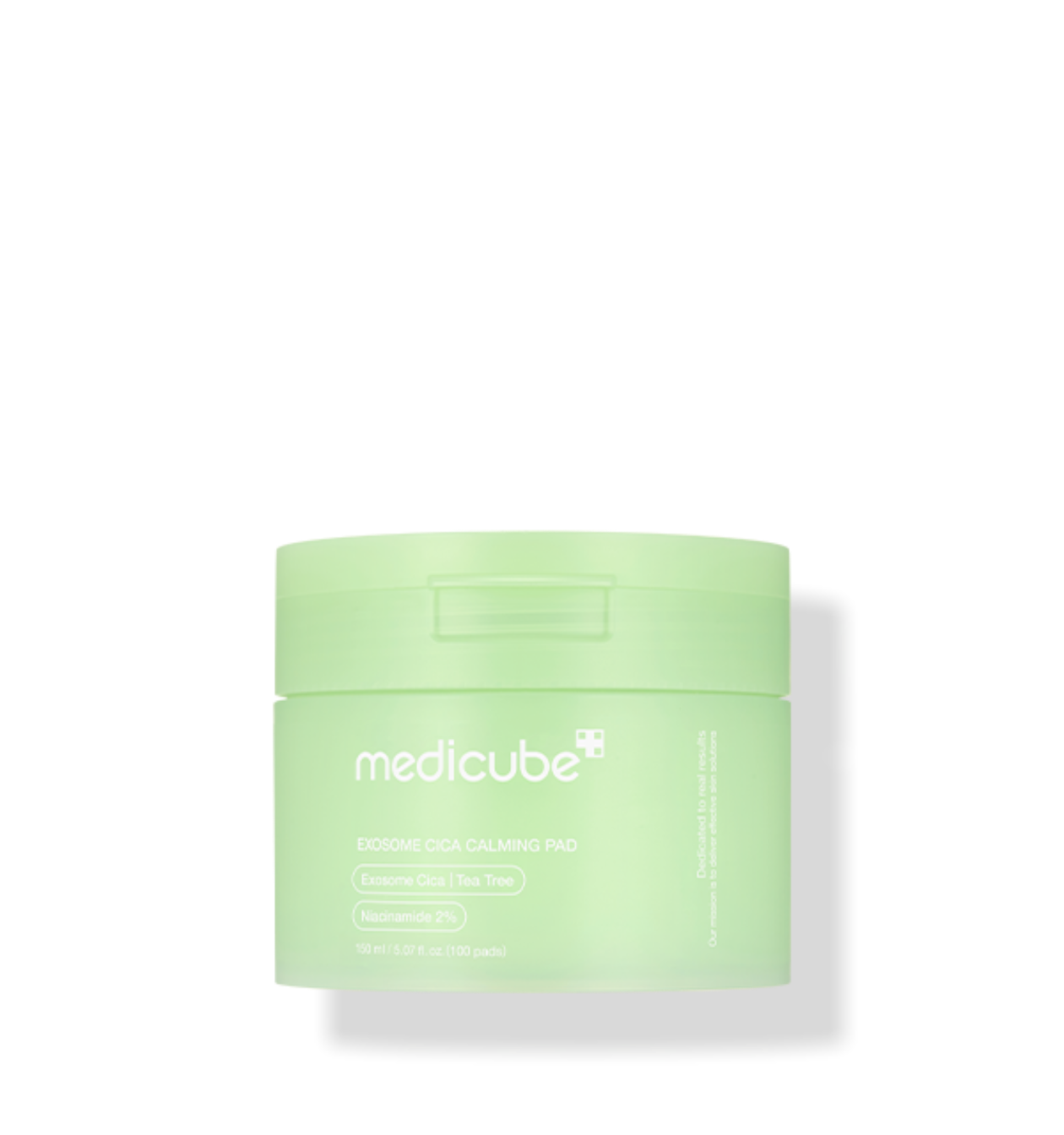 Open jar of Medicube Exosome Cica Calming Pads showing round soaked toner pads