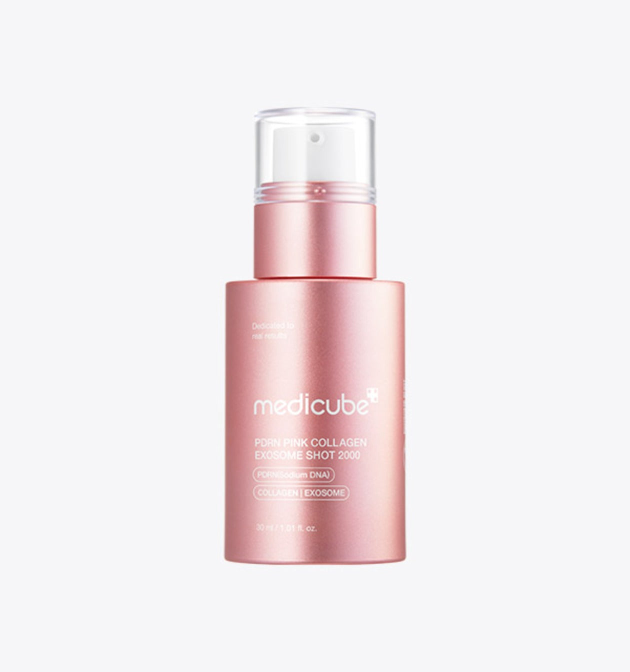 Dropper bottle of Medicube PDRN Pink Exosome Shot Serum 2000 with light pink serum