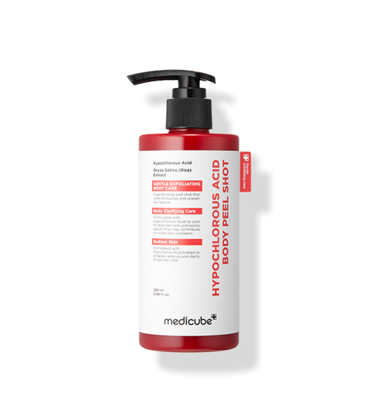 medicube hypochlorous acid body peel shot 280ml weekly body exfoliation and smoothing care