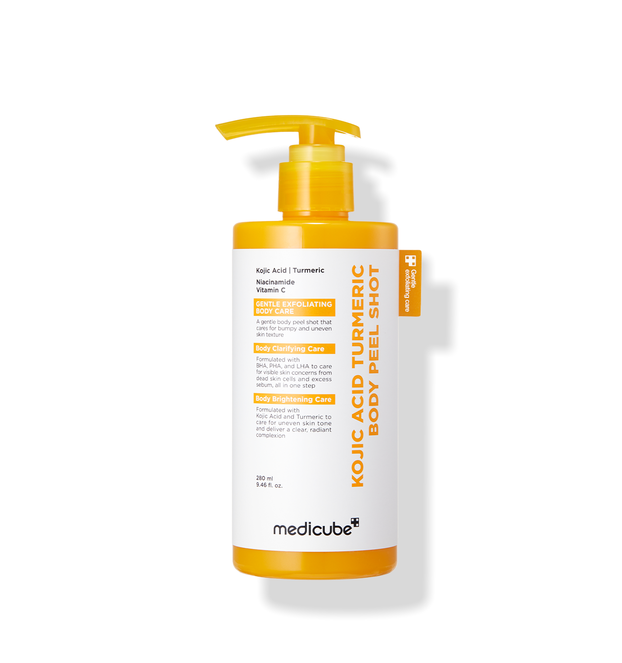 medicube kojic acid turmeric body peel shot 280ml weekly body exfoliation and tone care