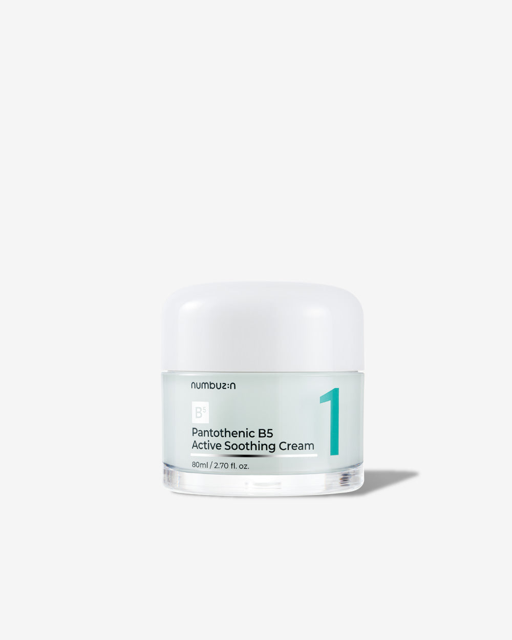 Jar of Numbuzin No.1 Pantothenic B5 Active Soothing Cream with clean white label and creamy texture visible
