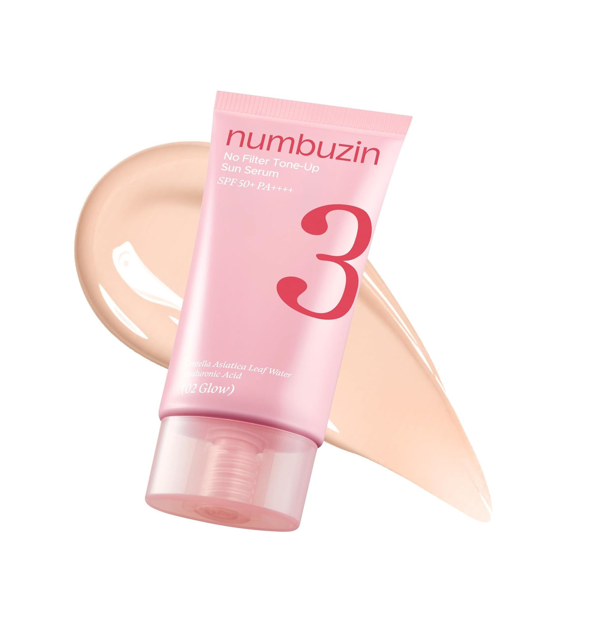 numbuzin No.3 No Filter Tone-Up Sun Serum 50ml SPF50+ PA++++ tinted sunscreen for natural tone correction, pore-blurring coverage, and daily UV protection.