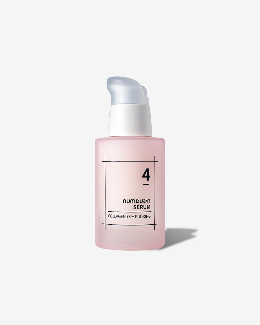Bottle of Numbuzin No.4 Collagen 73% Pudding Serum with soft gel texture and white collagen-infused design