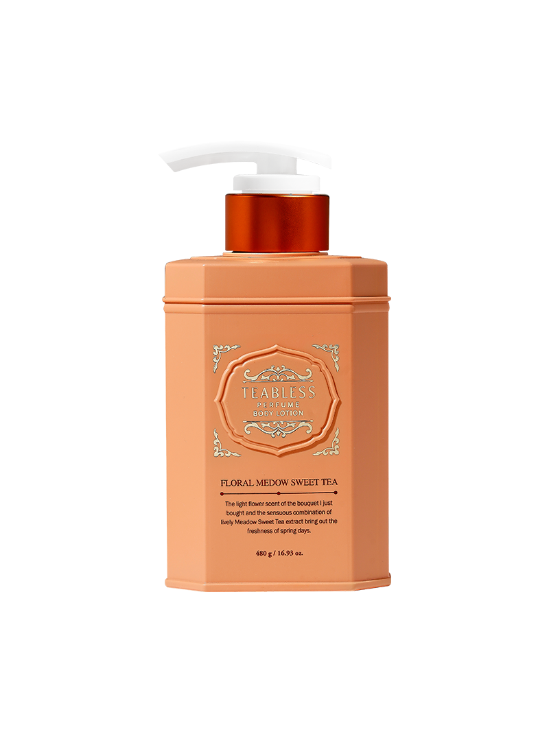 Teabless Perfume Body Lotion 480g bottle with multiple scent options for tea inspired fragrance and moisturizing body formula