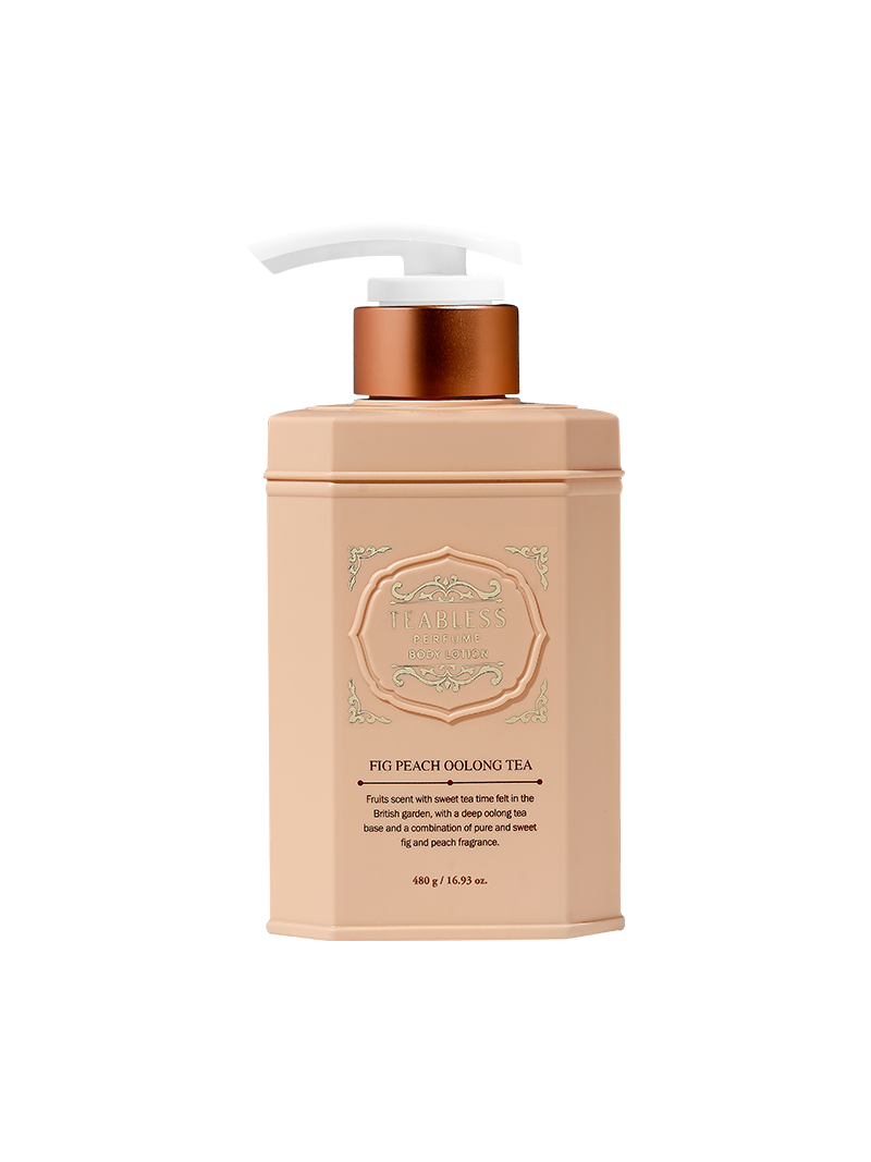 Teabless Perfume Body Lotion 480g bottle with multiple scent options for tea inspired fragrance and moisturizing body formula