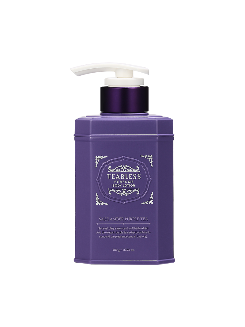 Teabless Perfume Body Lotion 480g bottle with multiple scent options for tea inspired fragrance and moisturizing body formula