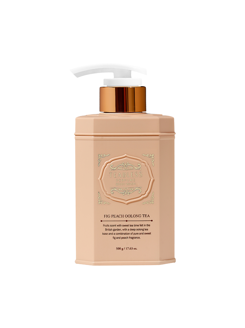 Teabless Perfume Body Wash 500g with five tea inspired fragrance options for gentle moisturizing cleansing