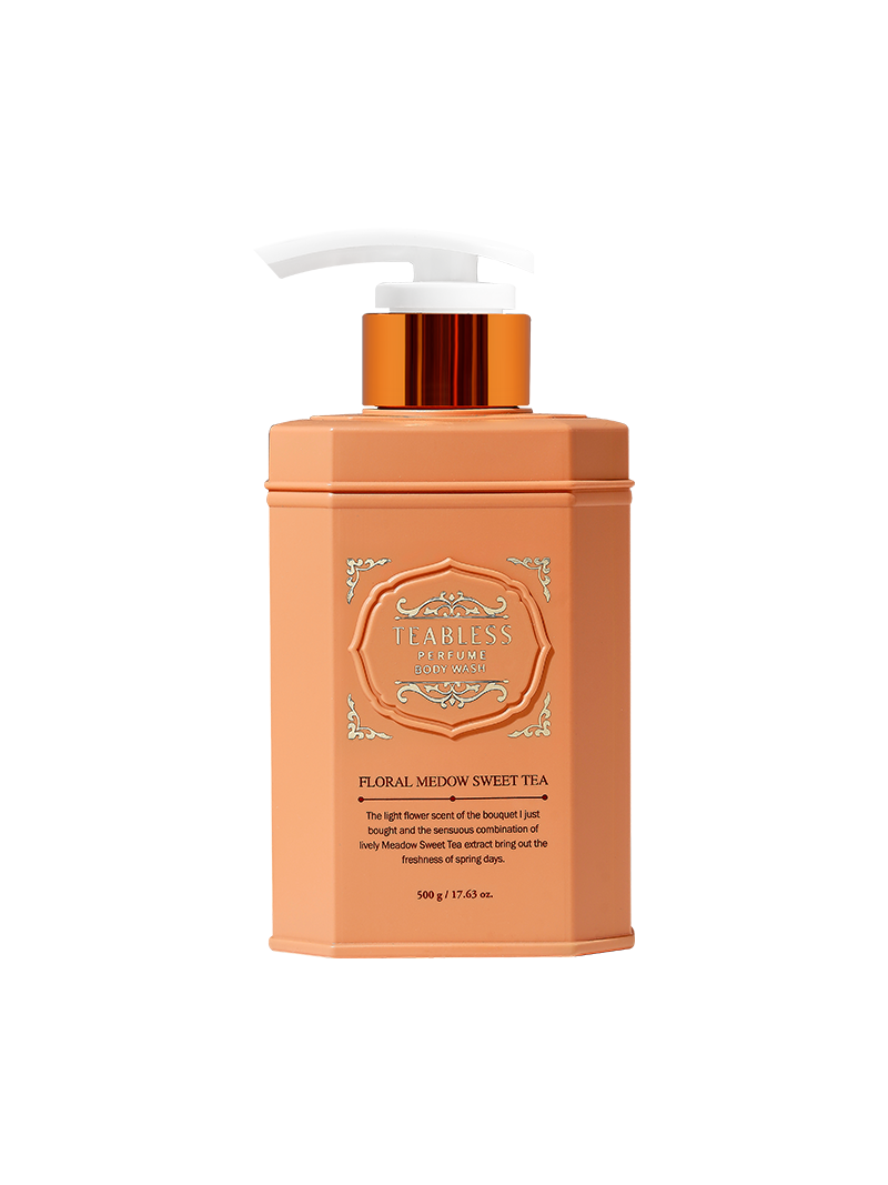 Teabless Perfume Body Wash 500g with five tea inspired fragrance options for gentle moisturizing cleansing