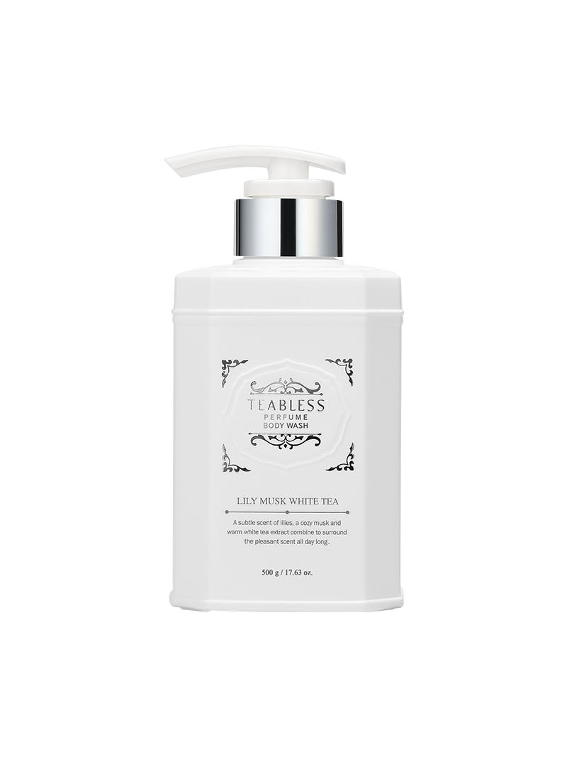 Teabless Perfume Body Wash 500g with five tea inspired fragrance options for gentle moisturizing cleansing