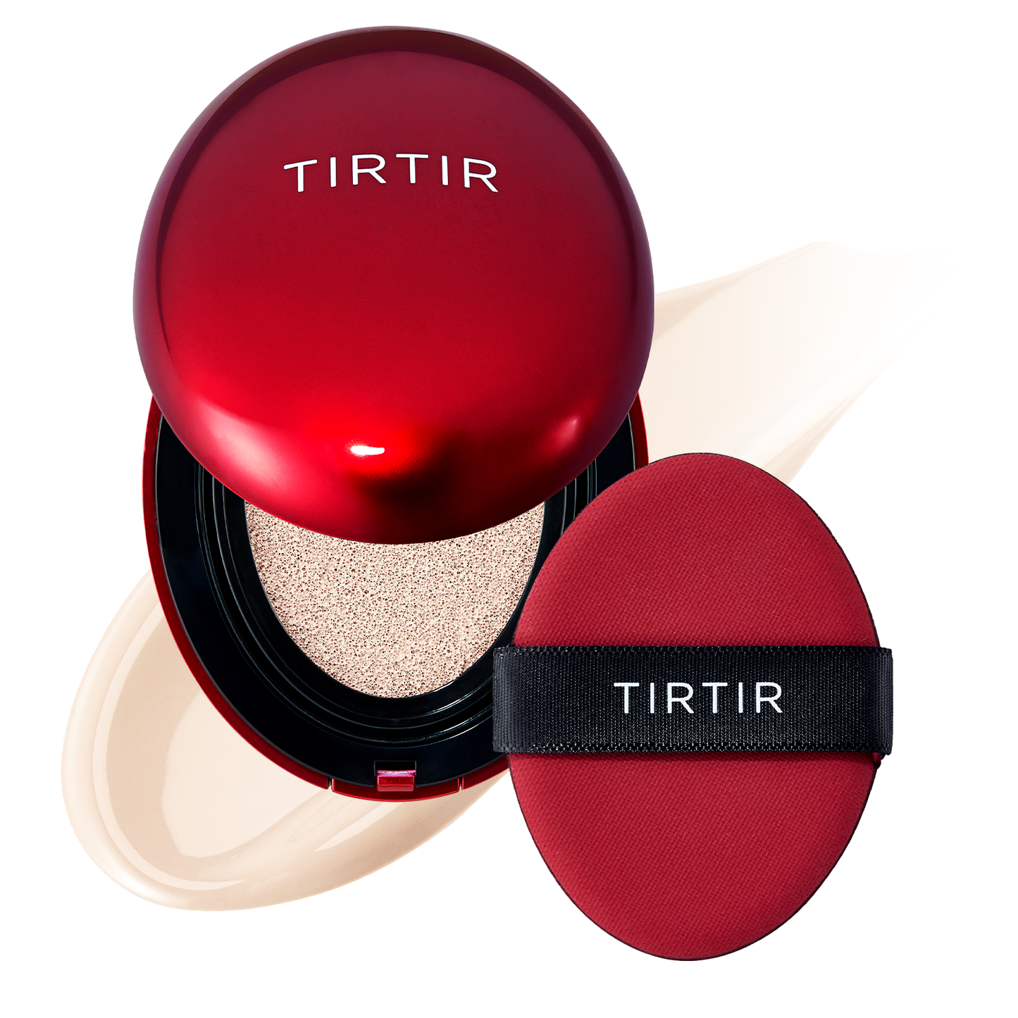 TIRTIR Mask Fit Red Cushion compact open showing sponge and cushion foundation