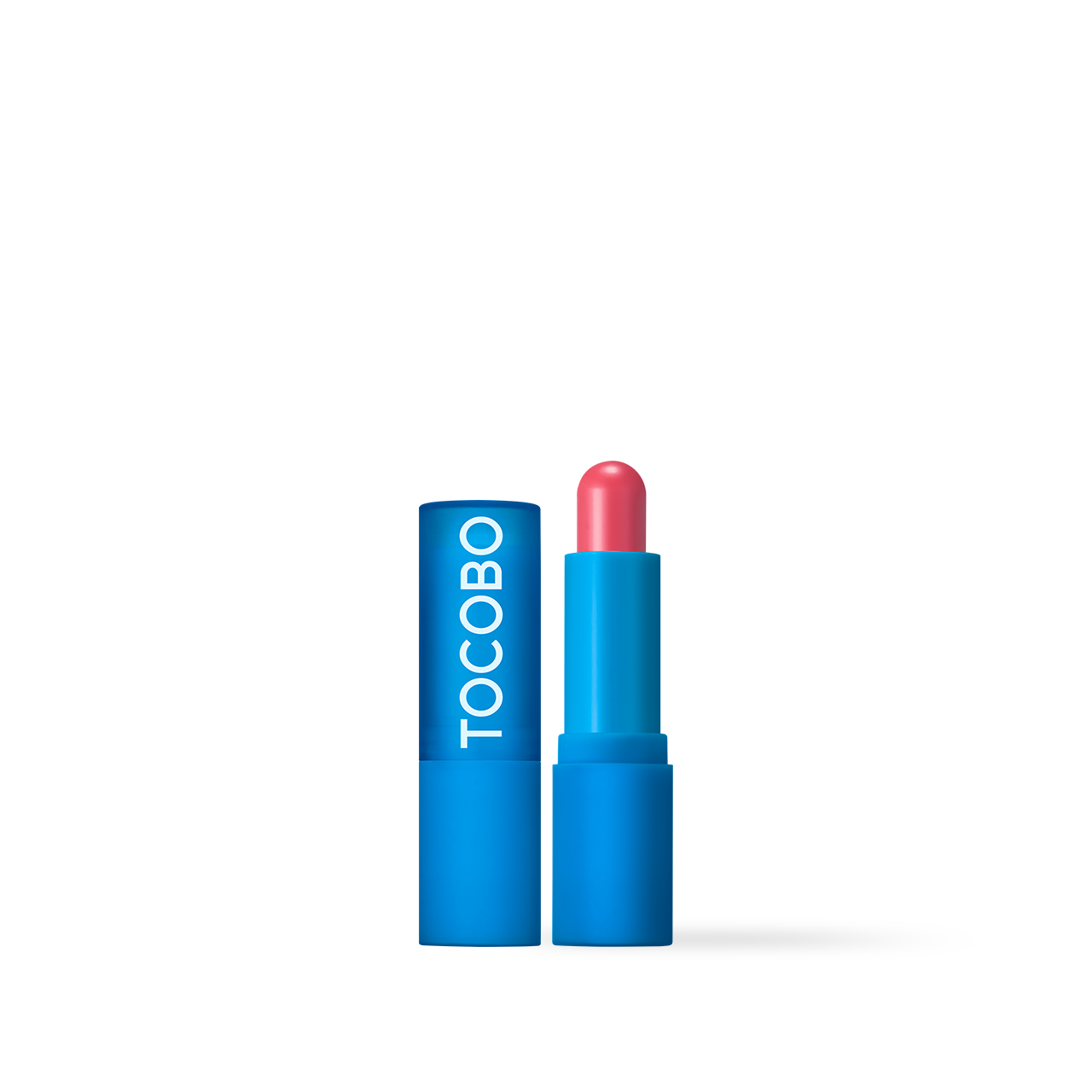 TOCOBO Powder Cream Lip Balm tube 3.5 g in pastel colour with powder-matte finish swatch on lips for soft blurred effect