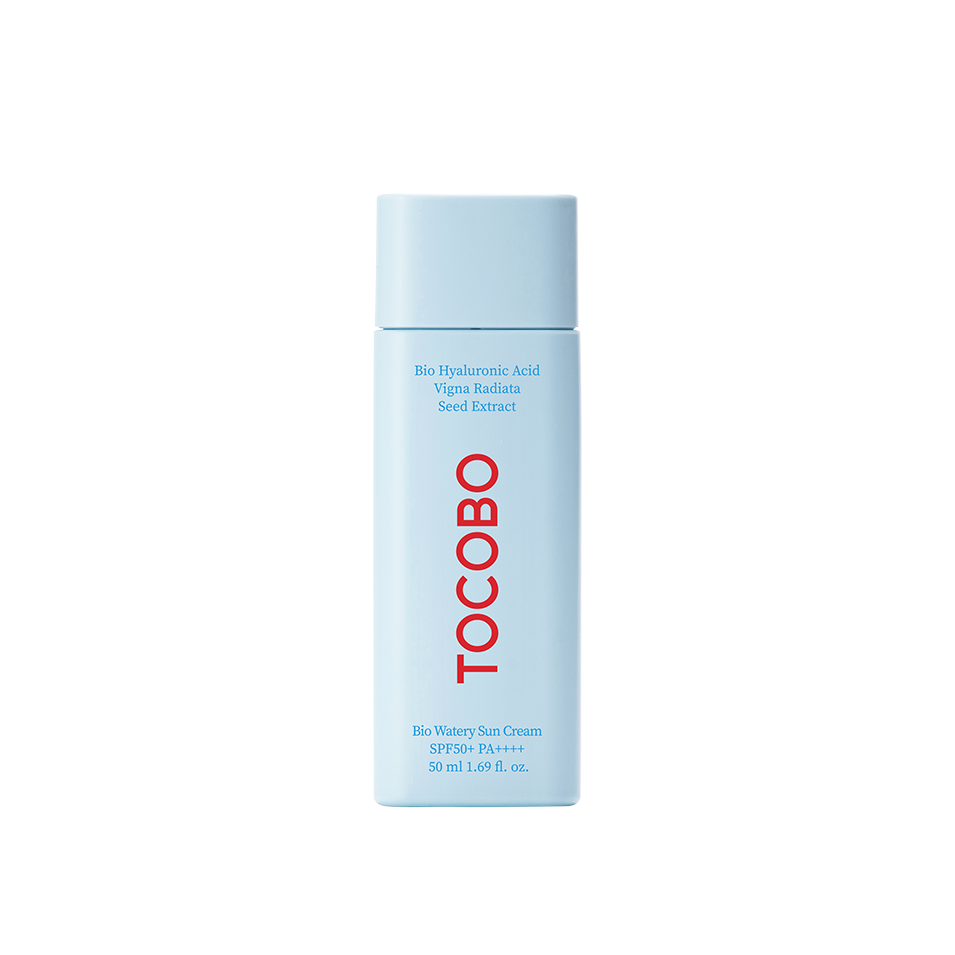 Tocobo Bio Watery Sun Cream SPF 50+ PA++++ tube with mist-like creamy sunscreen texture
