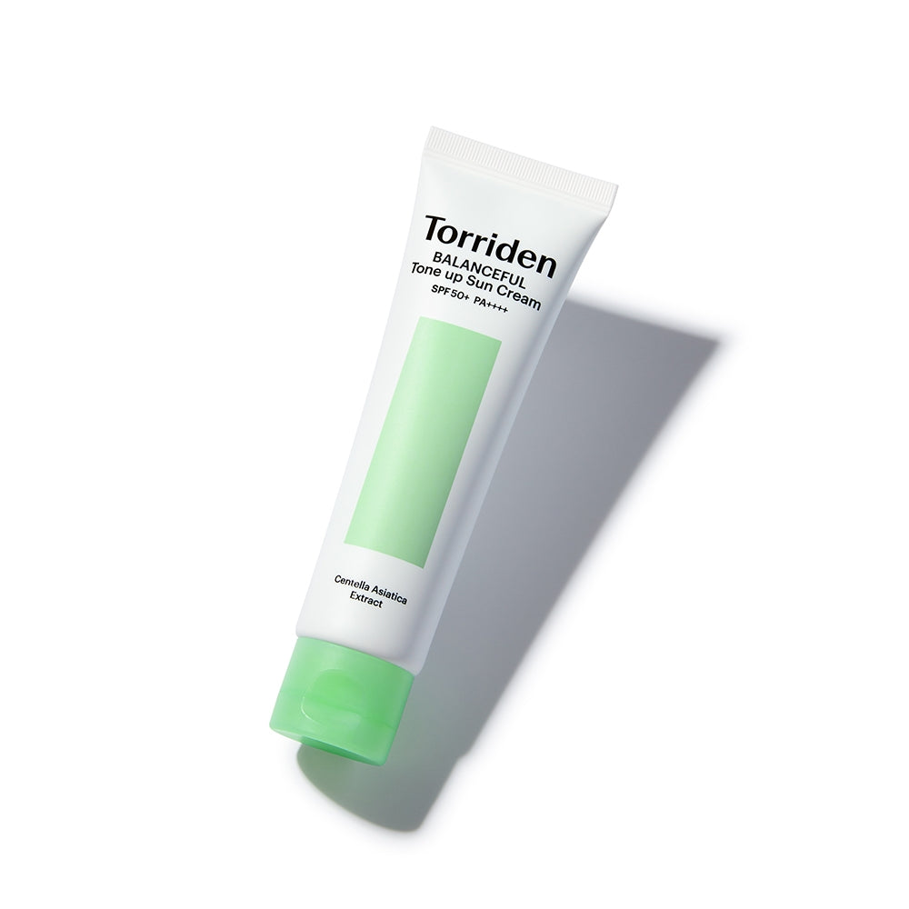 Torriden Balanceful Cica Tone Up Sun Cream 60ml in green tinted tube