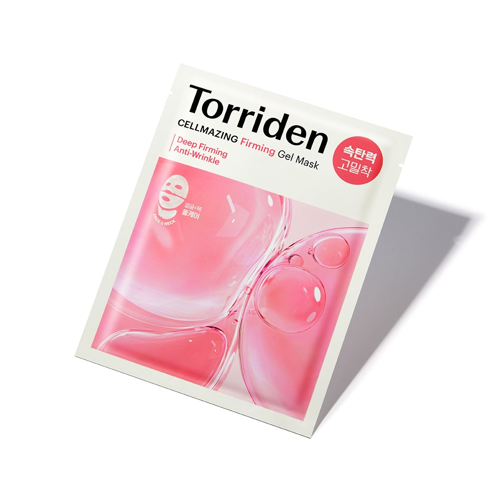Torriden CELLMAZING Firming Hydrogel Mask pieces for face and neck in clear gel mask
