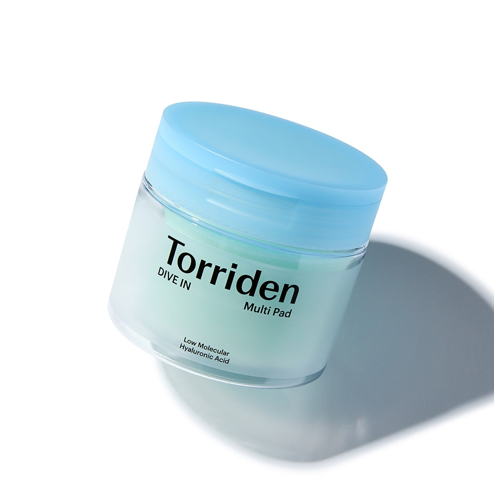 Torriden DIVE‑IN Low Molecular Hyaluronic Acid Multi Pad jar with 80 cotton pads