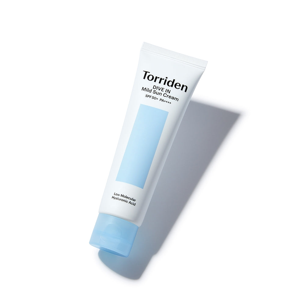 Torriden DIVE-IN Mild Suncream 60 ml tube in pale blue packaging
