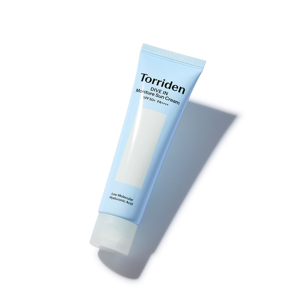 Torriden DIVE‑IN Watery Moisture Sun Cream 60 ml in sleek pastel blue tube packaging